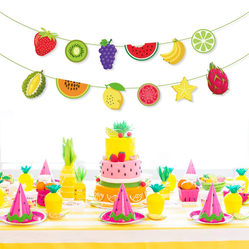 Cc Home Two-Tti Frutti Party Decorative Tropical Summer Two-Tti Frutti Banner For Summer, Baby Shower,Two-Tti Frutti Themed Birthday Birthday Day Party Decorations Favor