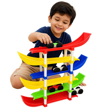 AKM Store 6Level Racer Ramp Track Toy for Kids | 6 Colorful Ramps & 4 Mini Cars | Montessori Educational Vehicle Toy for Toddle