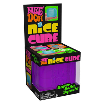 Schylling NeeDoh Nice Cube - Sensory Fidget Toy for Your Best Mellow and Chill - Square Shape with Groovy Goo Filling in Assorted Colors Blue Pink Purple - Age 3 to mature-themed - Pack of 1 Random Color