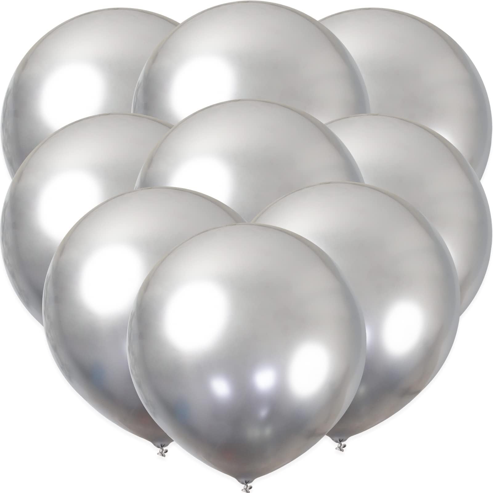 24Pcs Silver Balloons 18 Inch Large Sliver Metallic Chrome Balloons Big Latex Balloons For Christmas Birthday Wedding Baby Shower Party Decorations