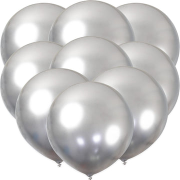 24Pcs Silver Balloons 18 Inch Large Sliver Metallic Chrome Balloons Big Latex Balloons For Christmas Birthday Wedding Baby Shower Party Decorations