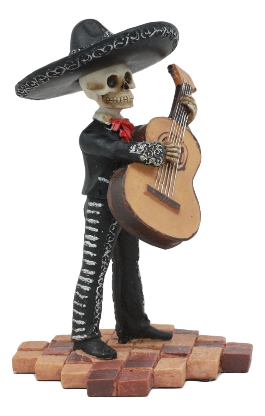Ebros Traditional Charro Outfit Black Mariachi Band Musical Instrument Player Skeleton Figurine Day Of The Dead Folk Musician Dias De Los Muertos Collectible (Bassist Bass Player)