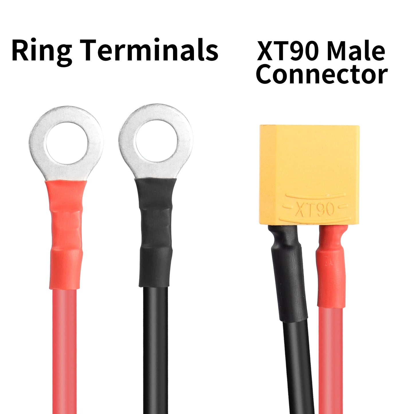 RIIEYOCA XT90 to O Ring Terminal Cable, 1M 10AWG Silicone Wire, Black, Model RII-0006 for RC Lipo Battery FPV Racing Drone