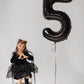 Black Number 5 Balloon 40 Inch, 5 Balloon Number, 5Th Birthday Decorations, Black Party Supplies For Boys Girls
