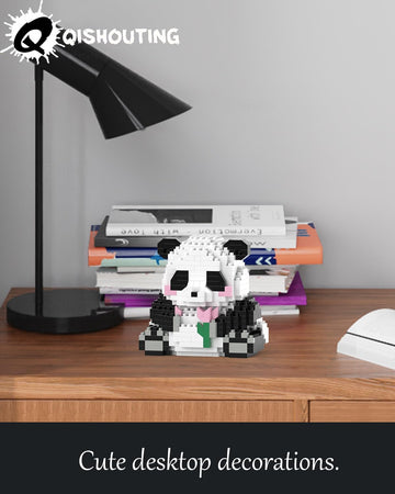 Qishouting Mini Micro Blocks Panda- 487Pcs, Mini Panda Building Toy-Handing Flowers, Panda Building Set For Adults, Micro Blocks