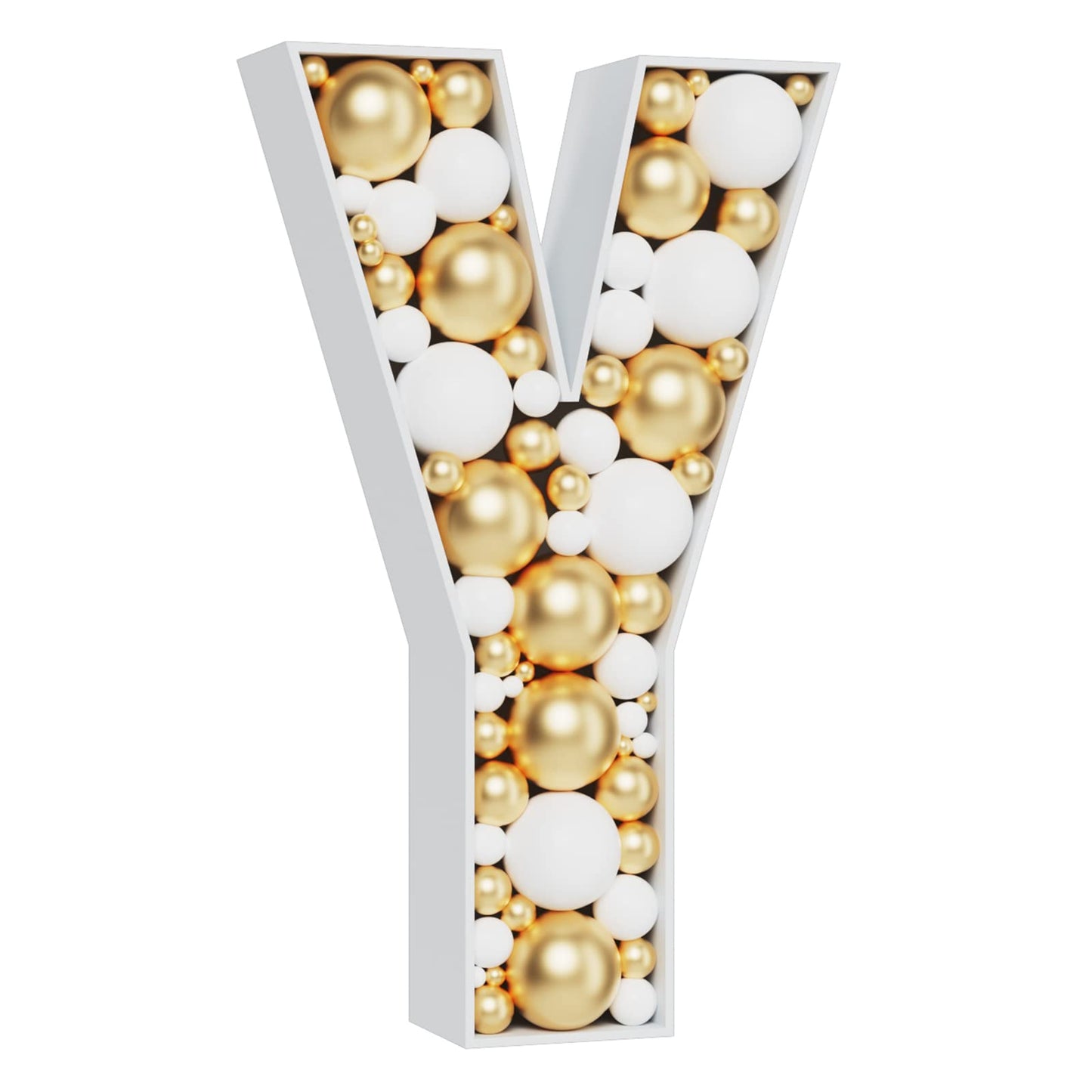 Meysimoon 3Ft Mosaic Balloon Frame (White, Y), Unisex, Kids, 1 Piece, Led Light, For Wedding, Anniversary, Birthday, Baby Shower