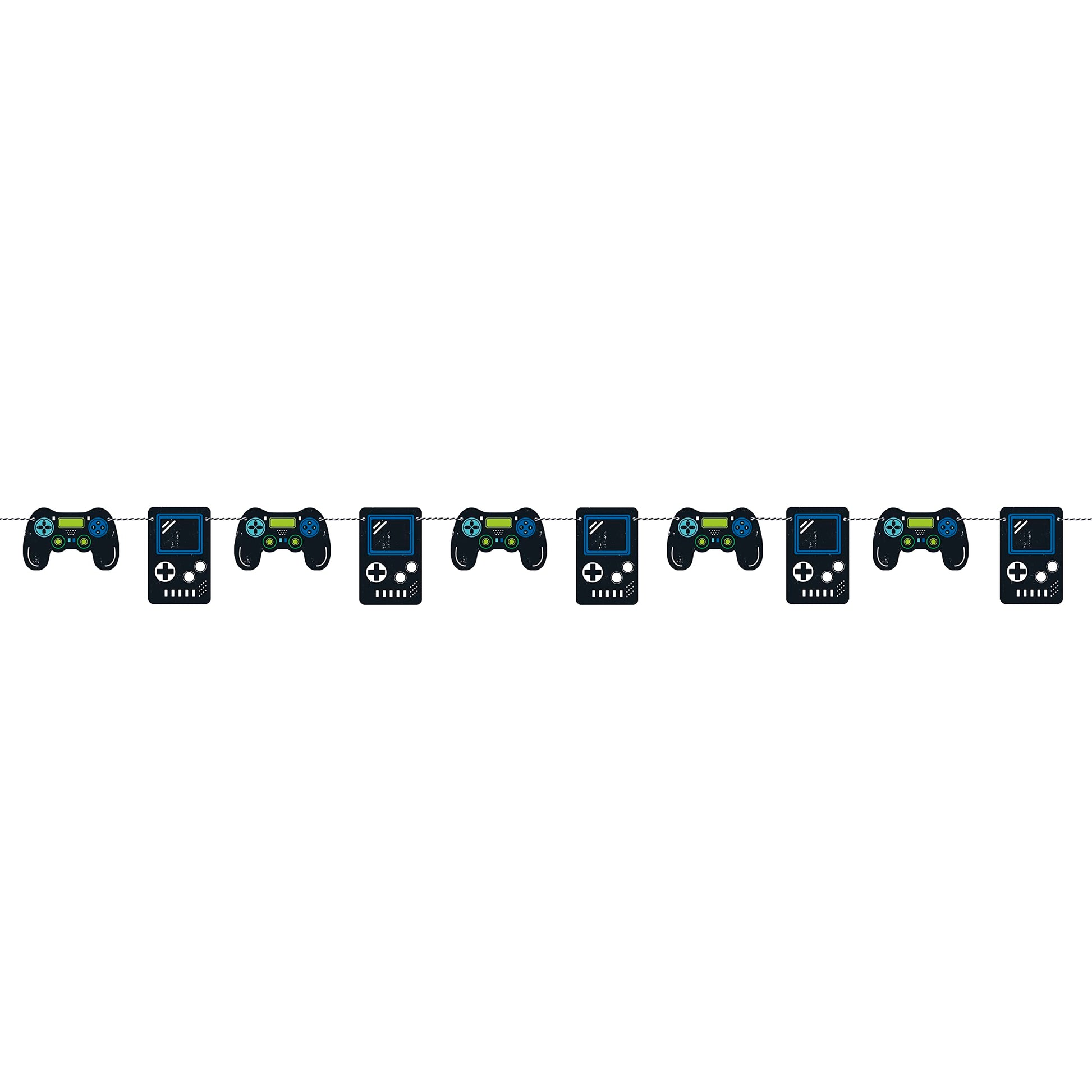 Unique 25190 Paper Garland-2.13 m-Gamer Birthday Party-1 Count (Pack of 1), Multicolour