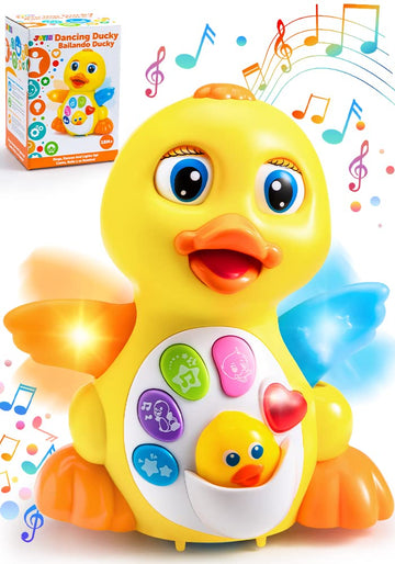 Joyin Baby Toys Duck, Infant Dancing Crawling Musical Toys 18+ Months, Tummy Time Light Up Learning Duck With Music & Lights, Baby Easter Basket Stuffers Gifts, Easter Basket
