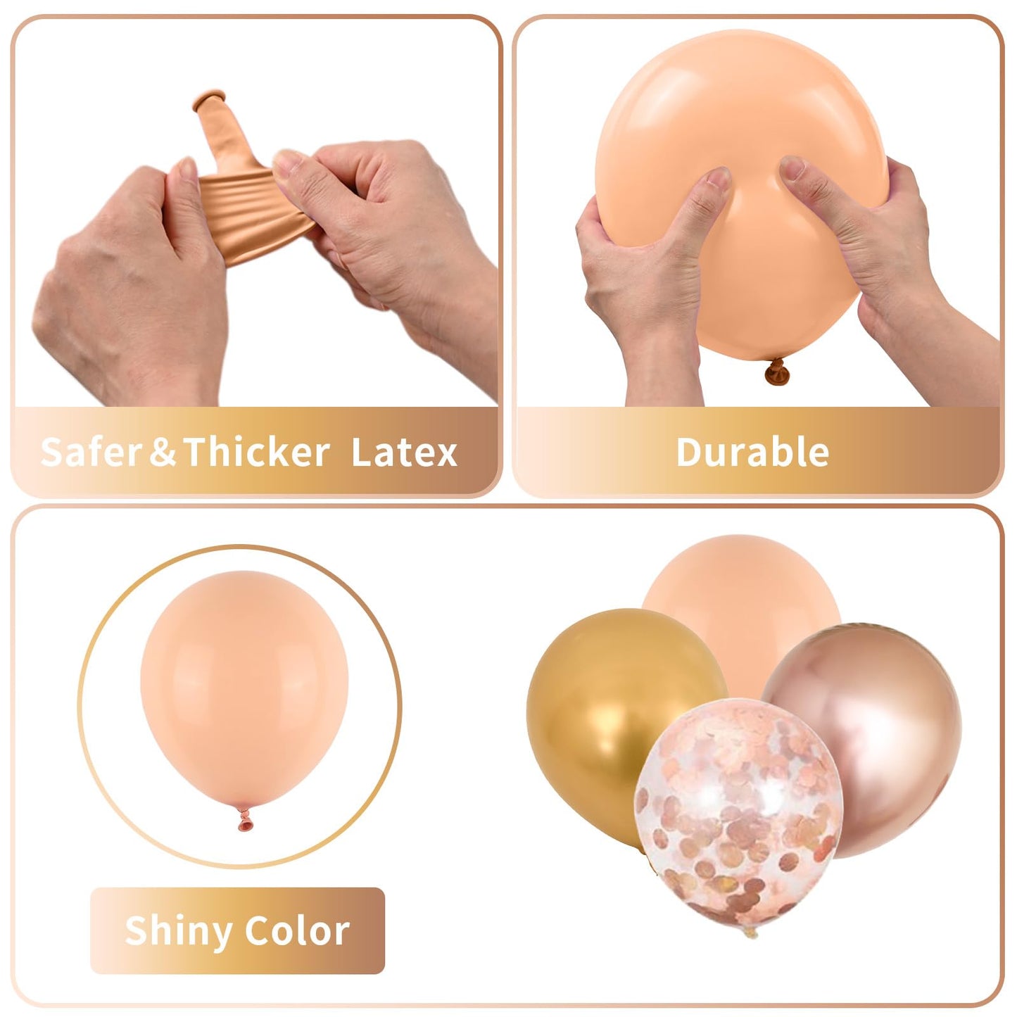 Jobkoo Pink Rose & Metallic Balloons, 60 Pcs Set, Female Gift, For Wedding, Birthday, Party Decoration