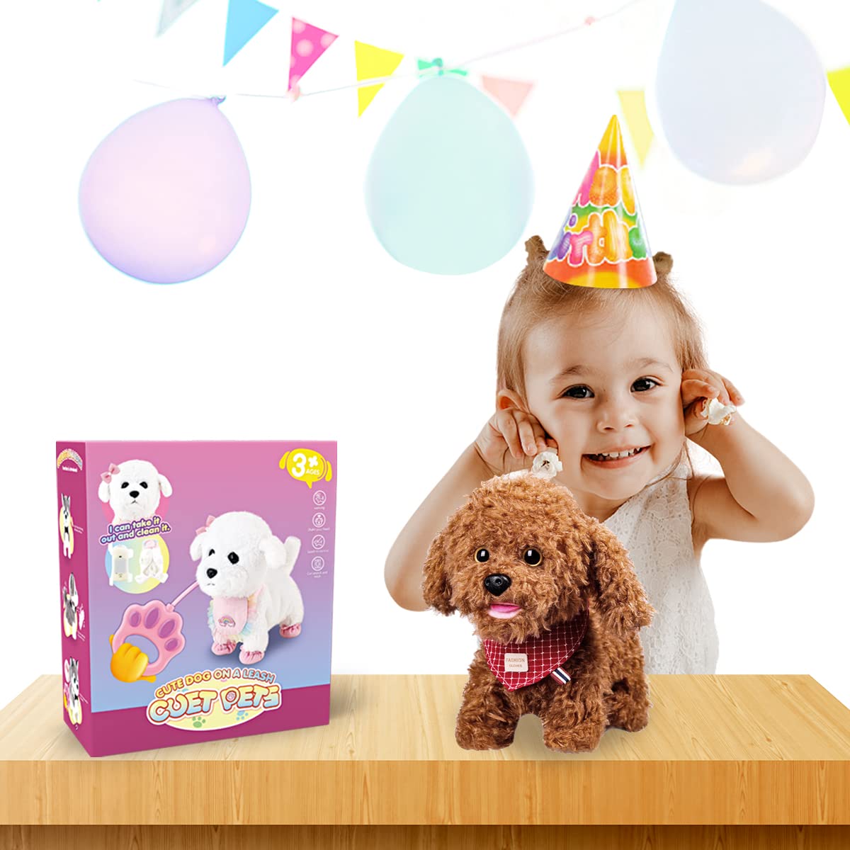 Jimate Puppy Toys For Kids, Toy Dogs That Walk And Bark, Walking Dog Toy For Kids With Leash, Interactive Stuffed Puppy With Rem