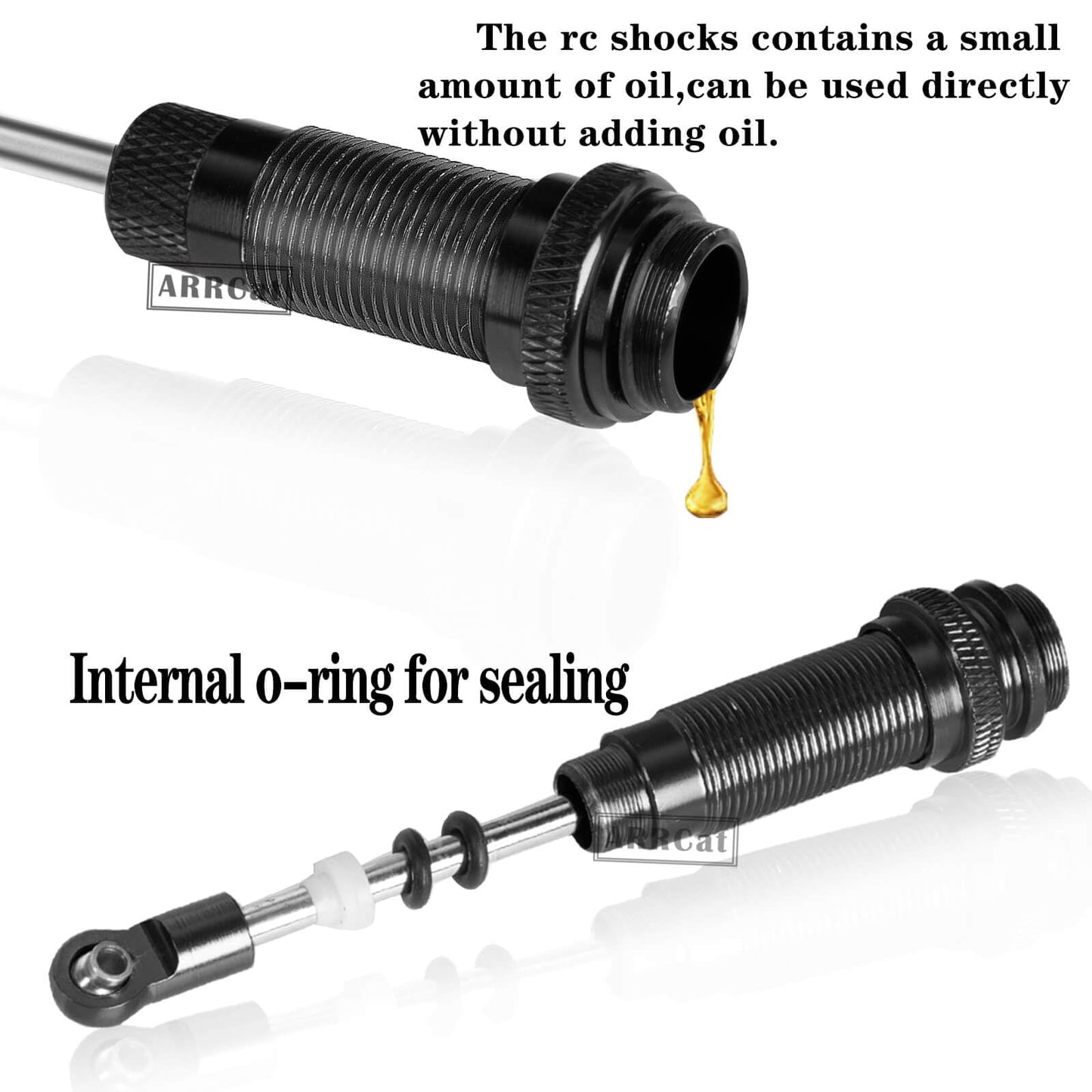 ARRCat Big Bore RC Shock for Slash 4WD 4x4 Upgrades Parts, 1/10 Stampede 4WD 4x4,Hoss 4WD 4x4,Rustler 4WD 4x4,4PCS Aluminum Full