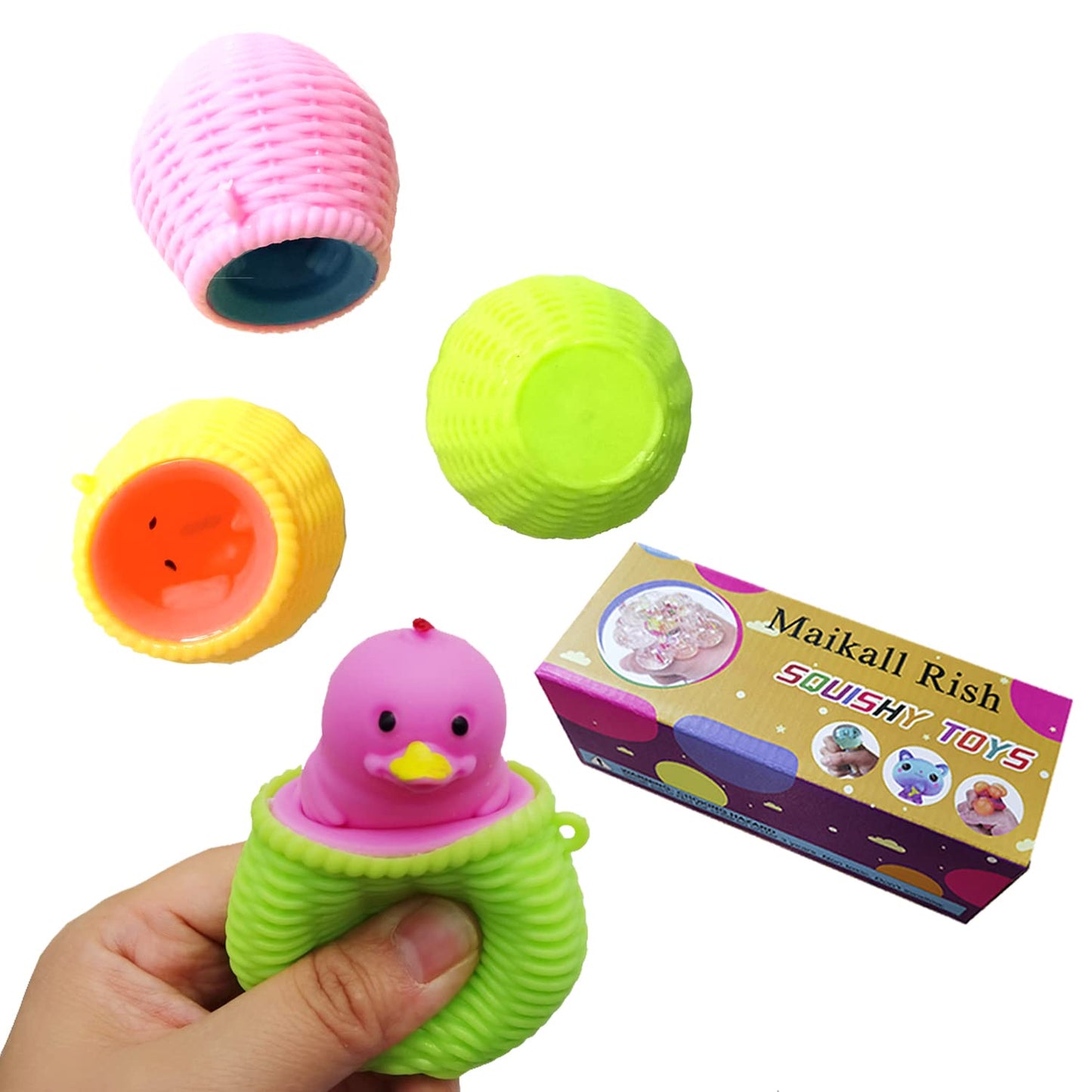 Chick Stress Squeeze Toy 3 Pack Cute Animal Funny Poultry Out of The Cage Decompression Evil Fun Toys for mature-themeds and Kids Anti Stress Soft Sensory Fidget Toy(Boxed)