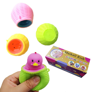Chick Stress Squeeze Toy 3 Pack Cute Animal Funny Poultry Out of The Cage Decompression Evil Fun Toys for mature-themeds and Kids Anti Stress Soft Sensory Fidget Toy(Boxed)