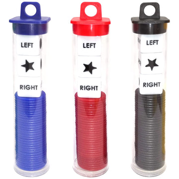 Ahoper Left Right Center Dice Game Prime Set Bundle With 3 Dices + 36 Chips. Round Tube Storage Is Very Convenient For Travel. Easy To Store, Carry Around. (3 Pack)