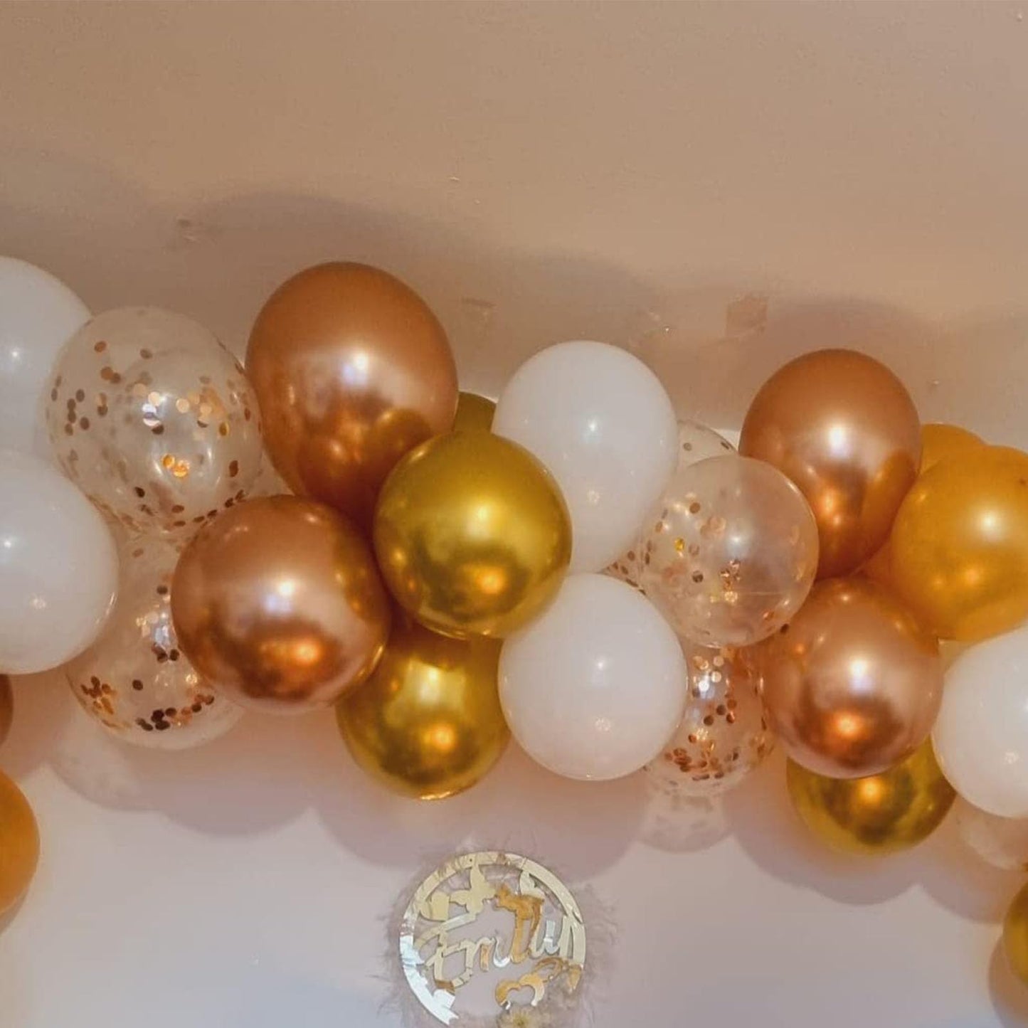 Paready Rose Gold And White Latex Balloons, 60 Pcs 12 Inch Metallic Gold Confetti Balloons With Ribbons For Birthday Party Baby