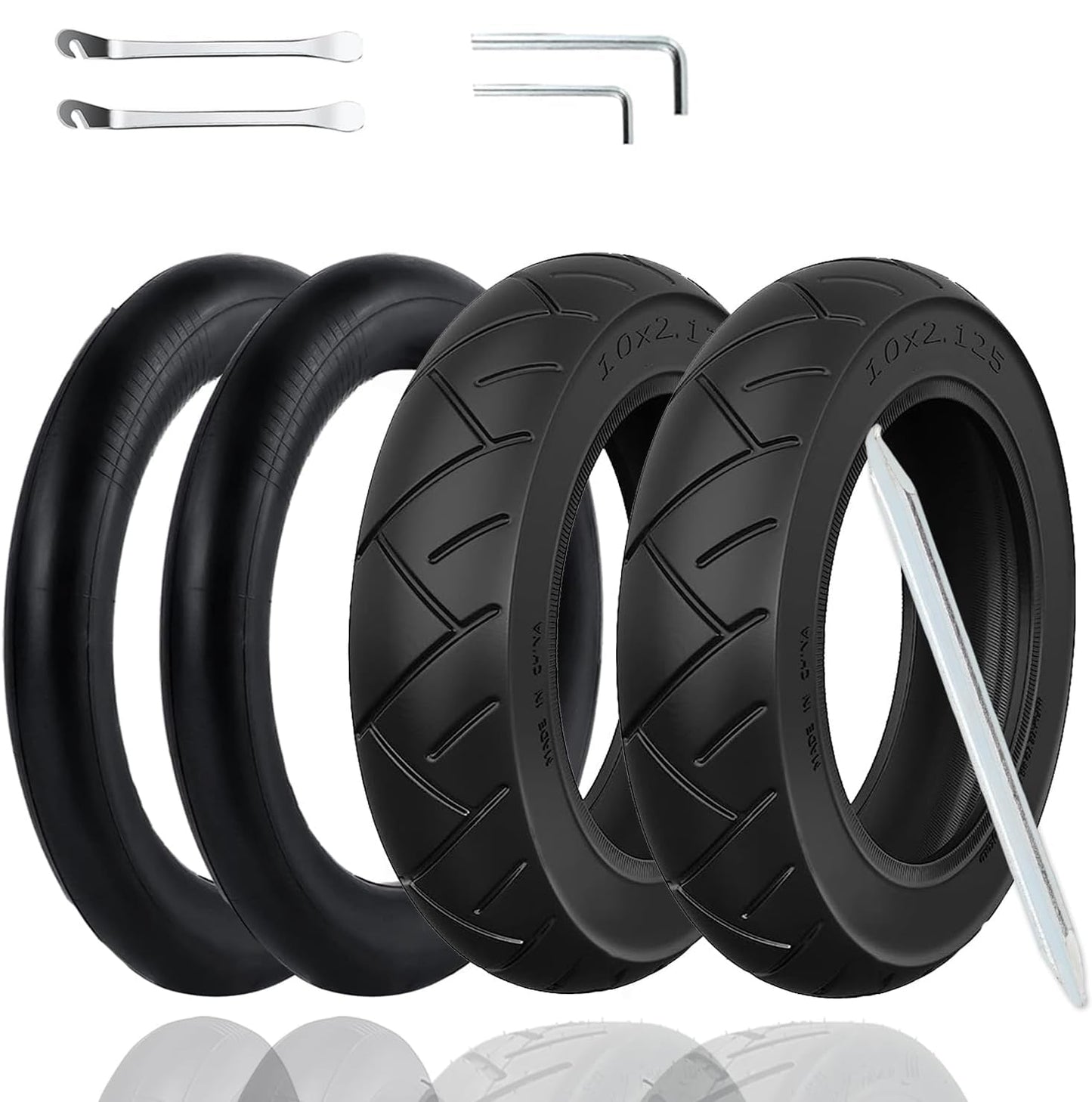 Cooryda 10X2.125 Tire And Inner Tube,10X2.125 Inner Tube For Electric Scooter Tire Replacement Wheels With 0 Valve Stem For 10In