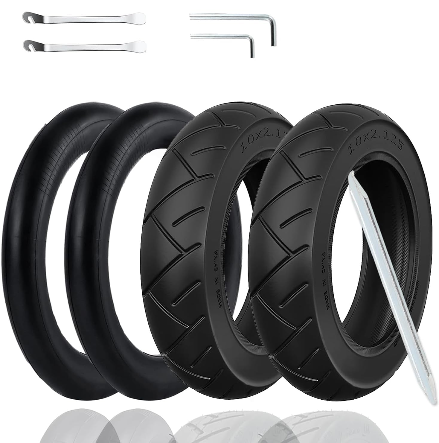 Cooryda 10X2.125 Tire And Inner Tube,10X2.125 Inner Tube For Electric Scooter Tire Replacement Wheels With 0 Valve Stem For 10In