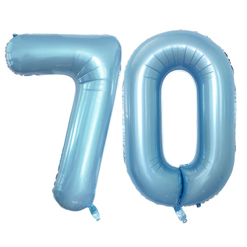 Goer Number 70 Balloons For 70Th Birthday Party Decorations,42 Inch Jumbo Foil Helium Balloons For 70Th Anniversary (Light Blue)