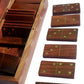 Tosqp27 Gift Domino Set Game 28 Piece Dominoes Tiles Handcrafted Classic Numbers Table Game With Wooden Storage Case