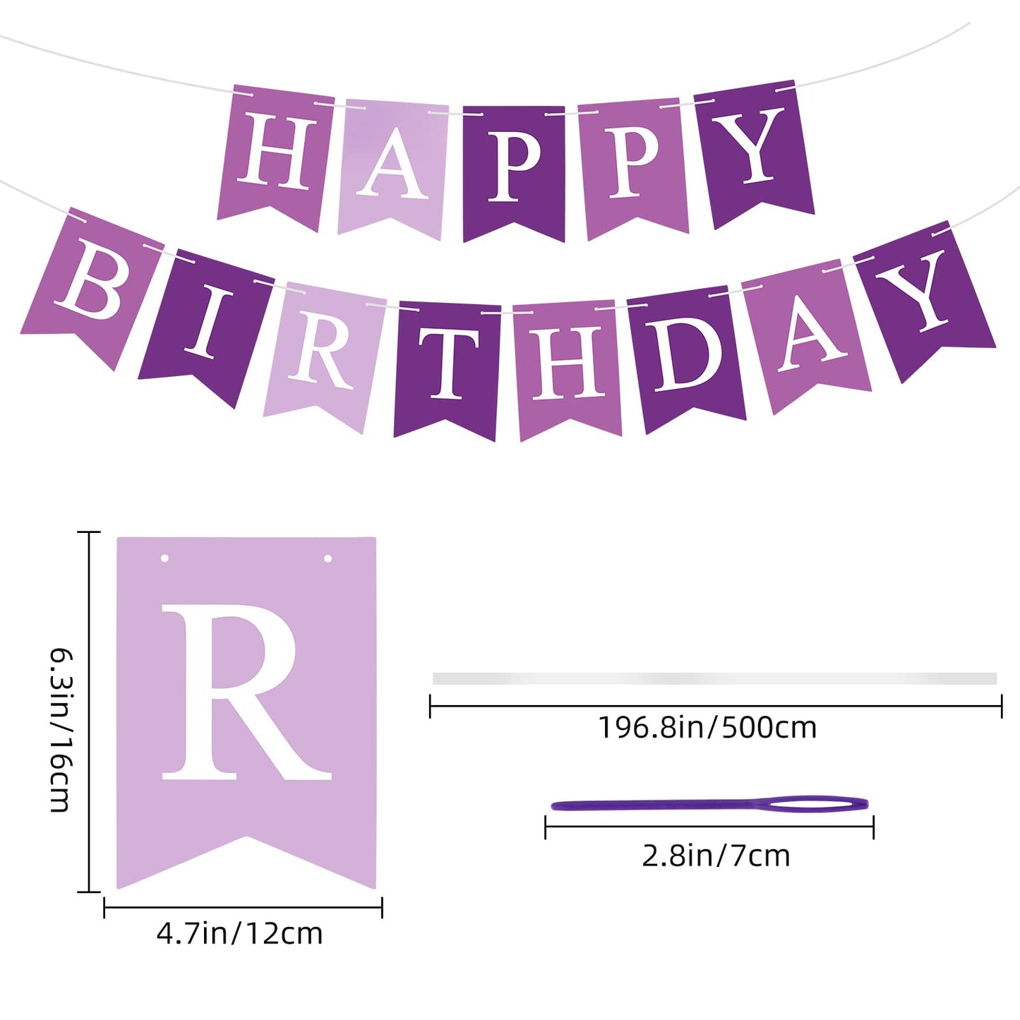 Eaezerav Purple Happy Birthday Banner Signs Happy Birthday Bunting Banner, Birthday Party Garland Decorations For Women Girls, N
