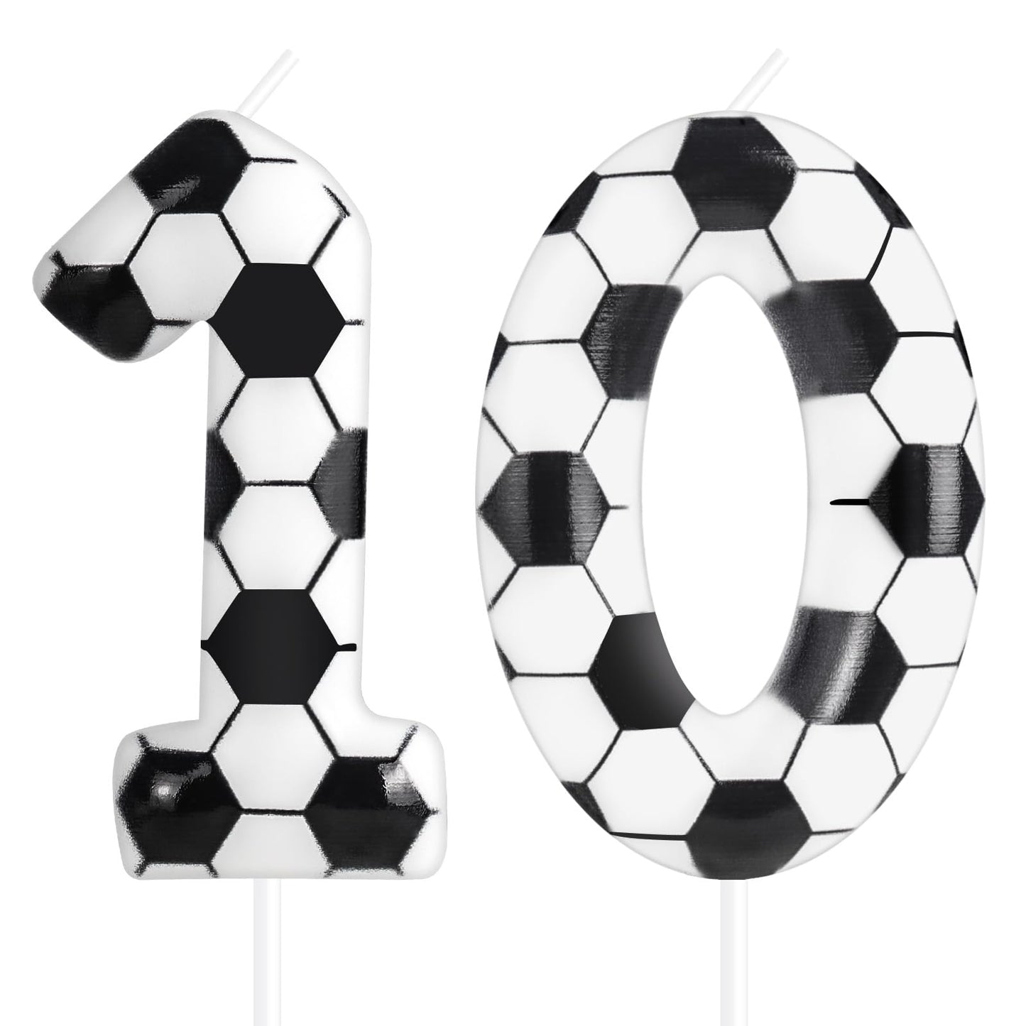 Soccer Birthday Candles 10th Soccer Themed Birthday Party Decorations, Football Birthday Cake Candles for Boys Girls Kids Sport-
