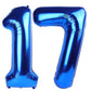 Navy Blue Number 17 Balloon 40 Inch, 17 Number Balloon, 17Th Navy Blue Birthday Decorations, 17 Year Old Girls Boys Blue Party S