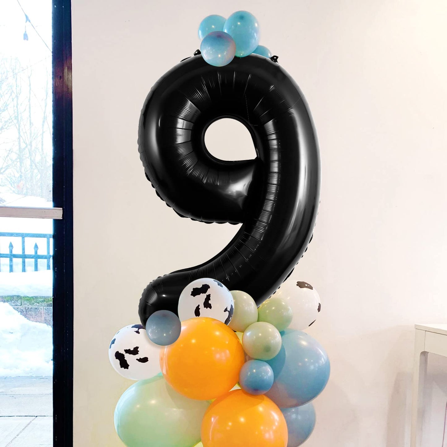 Large Black Number 9 Balloons, 40 Inch Foil Balloons, Giant Number Balloons For Women/Men Birthday Party Anniversary Celebration