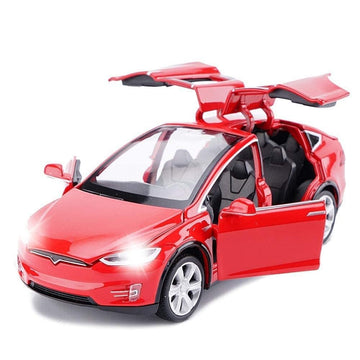 Model X Diecast Car Toy, 1:32 Scale Zinc Alloy Model X Pull Back Vehicles Door Opening With Light, Mini Model X Toy Car Collecti