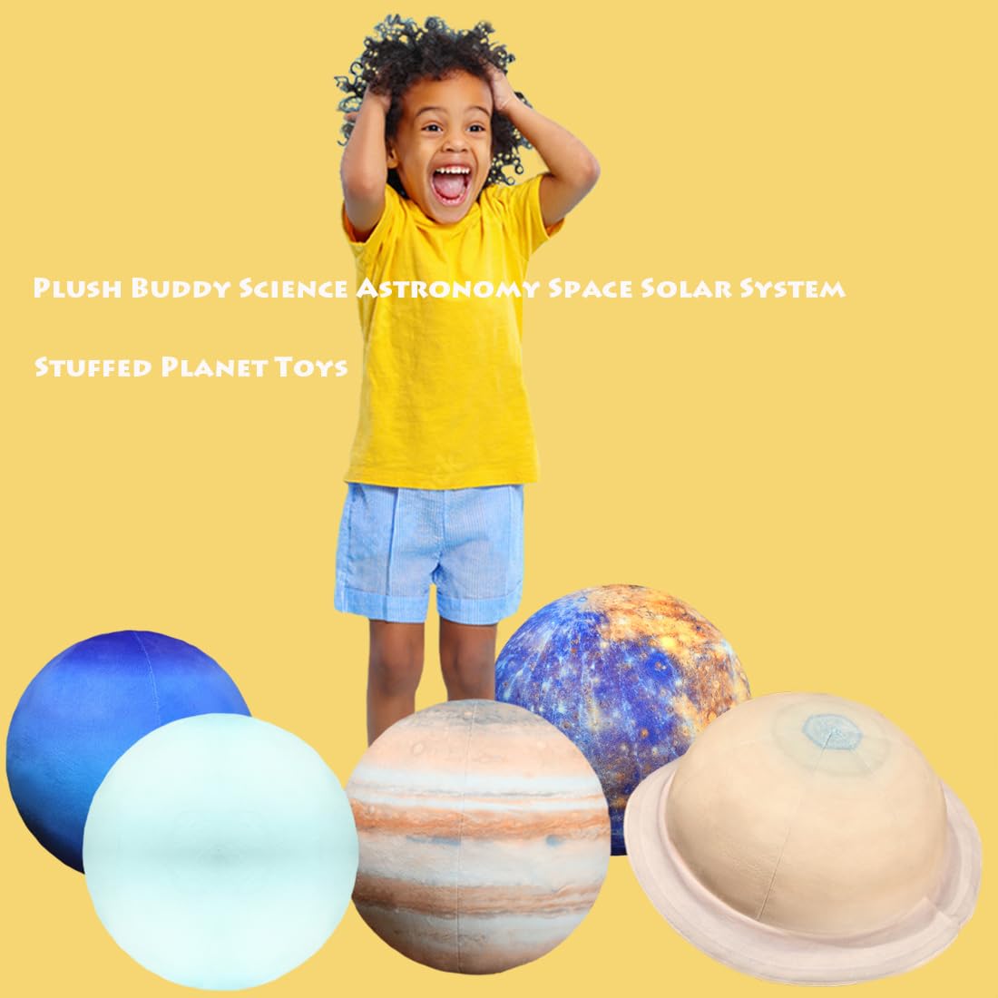Elainren Soft Planet Mercury Plush Toy Realistic Stuffed Space Planet Toy Cute Solar System Planet Plushie Doll Gifts/10.6''