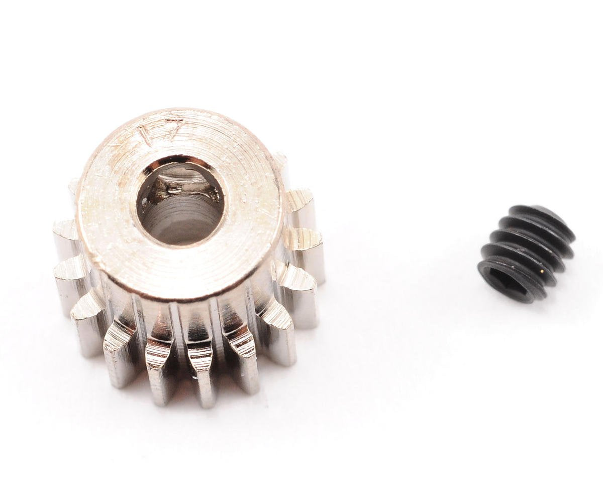 Robinson Racing 1017 Hard Nickel Plated Steel Motor Pinion Gear, 1/8'' Bore, 48 Pitch, 17 Tooth