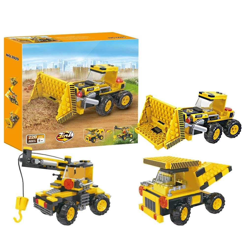 Shopbefikar 3In1 Construction Vehicles Building Blocks Set