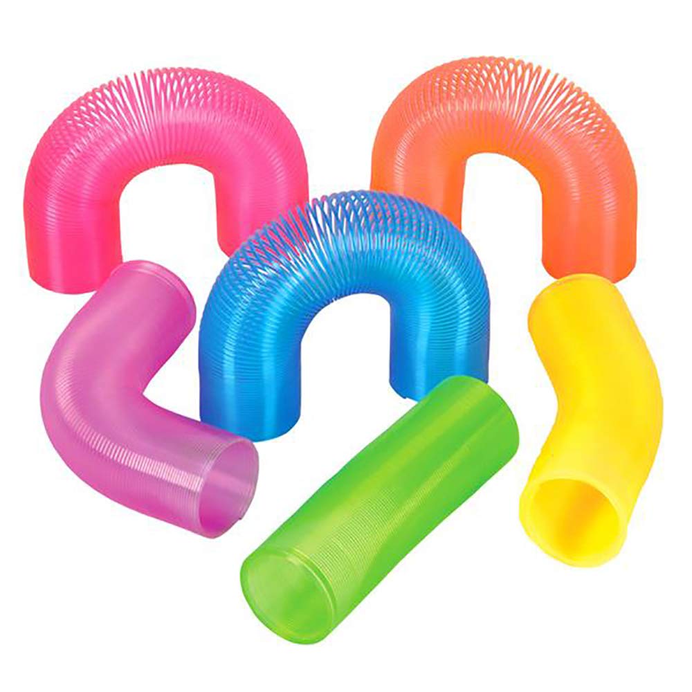 The Dreidel Company Plastic Coil Spring, Super Long, Variety Of Colors, Goody Bag Fillers, Party Favor For Kids, 4'' (12-Pack)