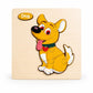 Nubby Dotss Wooden Learning Puzzle For Toddlers, Dog Theme, Natural Wood, Easy Grip Pieces, Fine Motor Skills, Shape Matching To