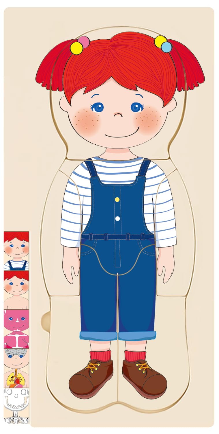 Moinkidz Wooden My Body Puzzle For Toddlers & Kids, Girls Montessori Anatomy Puzzle Kid Play Set, Preschool Game Learning Human