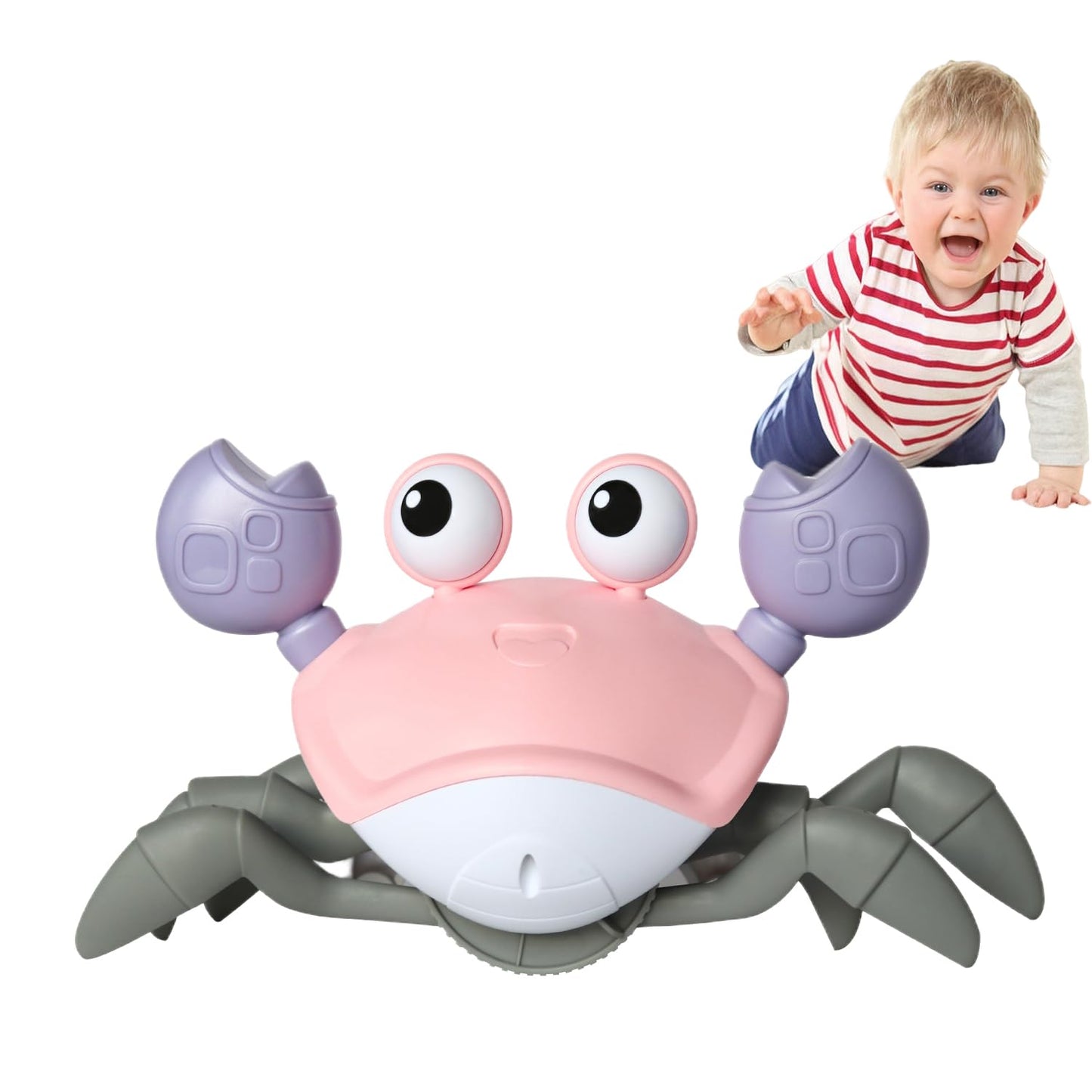 Feelguy Crawling Crab Baby Toy Fantastic Creatures Toys Infant Sensory Tummy Time Toys 3 4 5 6 7 8 9 10 11 12 Babies Boy Girl Learning Crawl 3-6 6-12 Walking Toddler Gifts For 36 Months Old (Pink)
