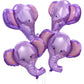 Giant 4D Woodland Wildlife Elephant Balloons Jungle Safari Forest Animals Themed Party Supplies, 4 Pack Purple 35'' So Cute Elep