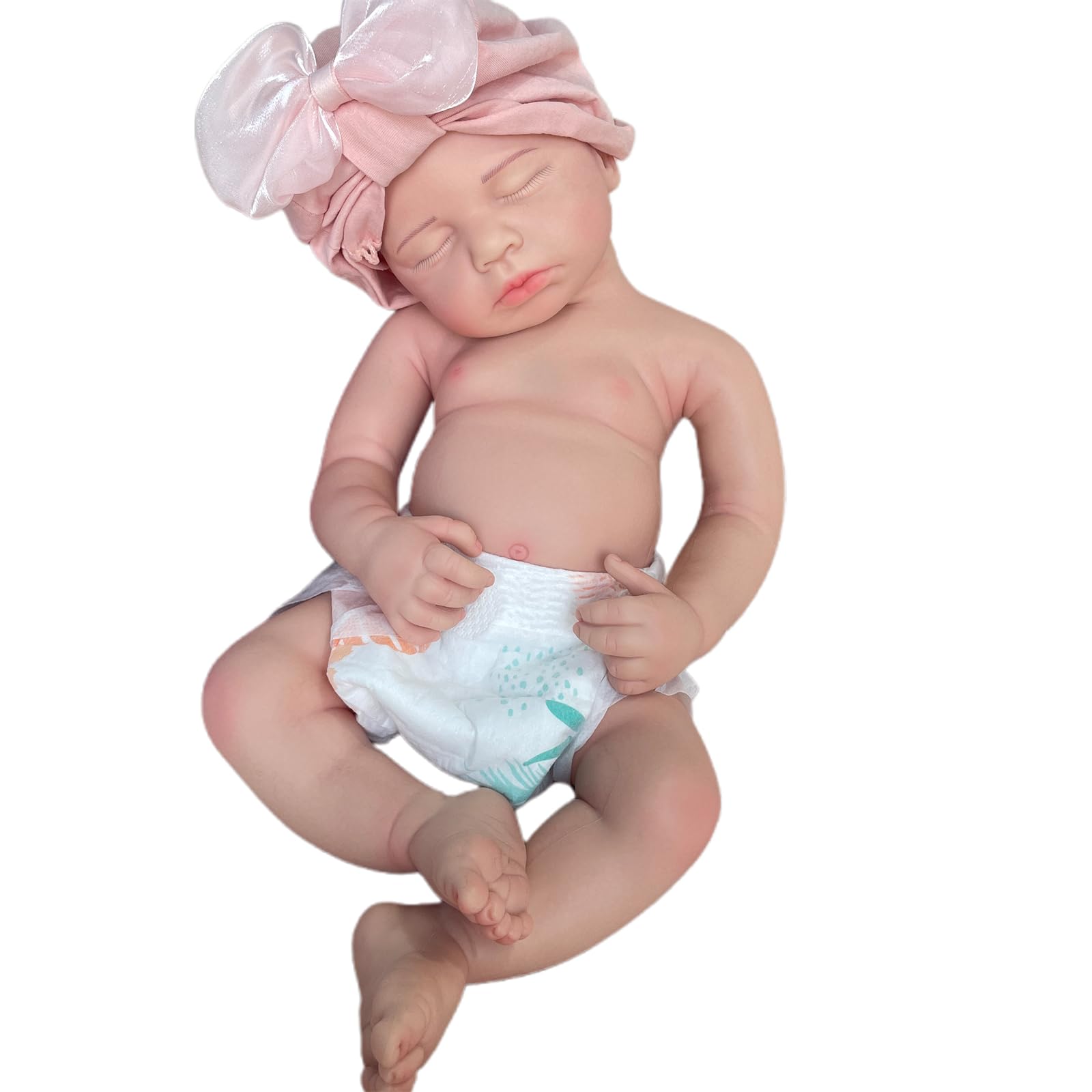 Oppaionaho Realistic 20 Soft Full Body Solid Silicone Reborn Baby Dolls 50cm Lifelike Painted Newborn Infant Girl Doll