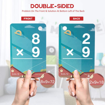 Beiens Multi Math Flash Cards, 270 Addition, Subtraction, Multiplication, Division Cards, All Facts 0-12 With 1 Erase Pen 4 Rings, Math Games Set For Kids Age 6+ 3Rd 4Th 5Th 6Th Grade
