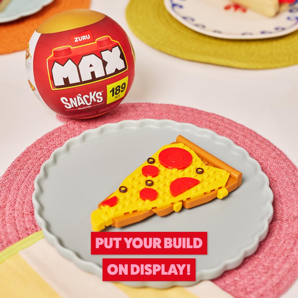 MAX enhanced Snacks Building Bricks Collection (Pizza) by ZURU. Building Bricks for Teens  mature-themeds and Collectors. Build  Collect and Display Your Collection of Delicious Snacks!