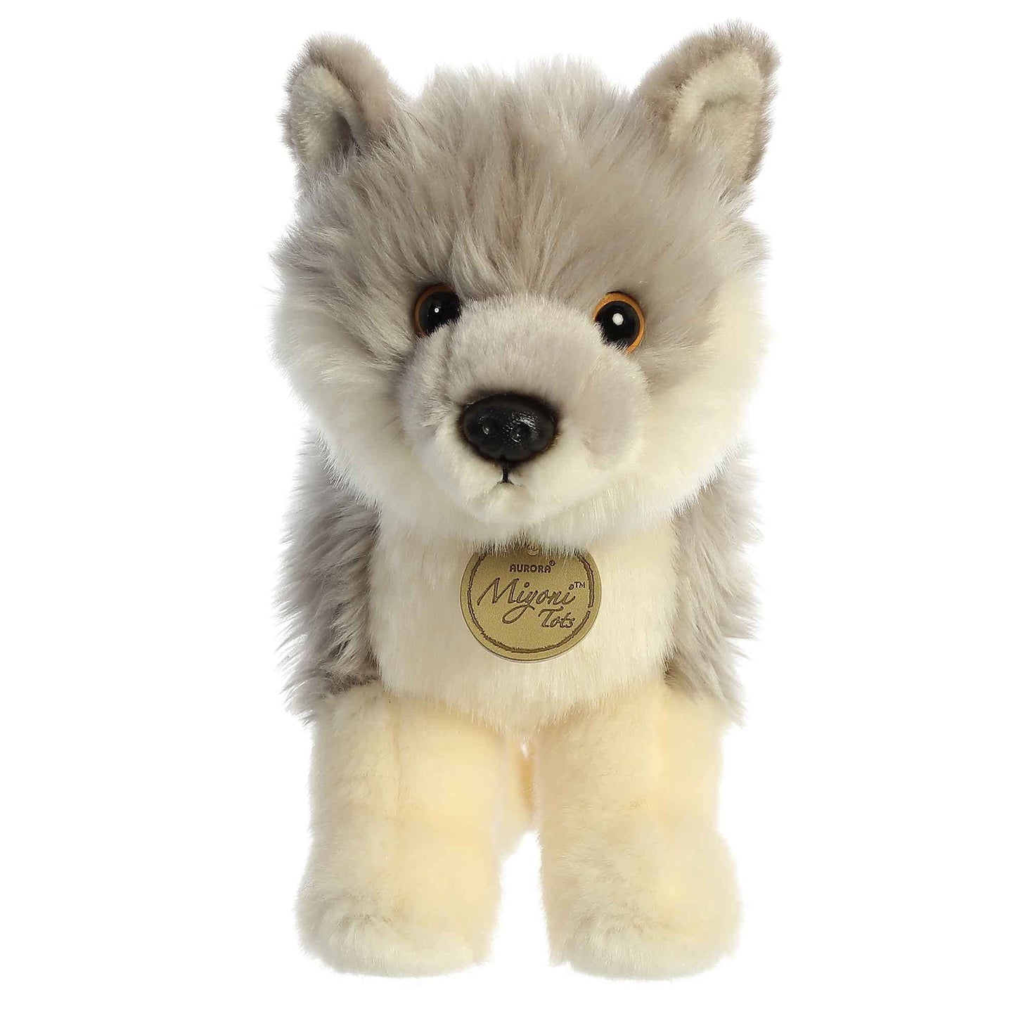 Aurora Wolf Pup Stuffed Animal - 10" Gray Polyester - Lifelike Detail - Model 26416