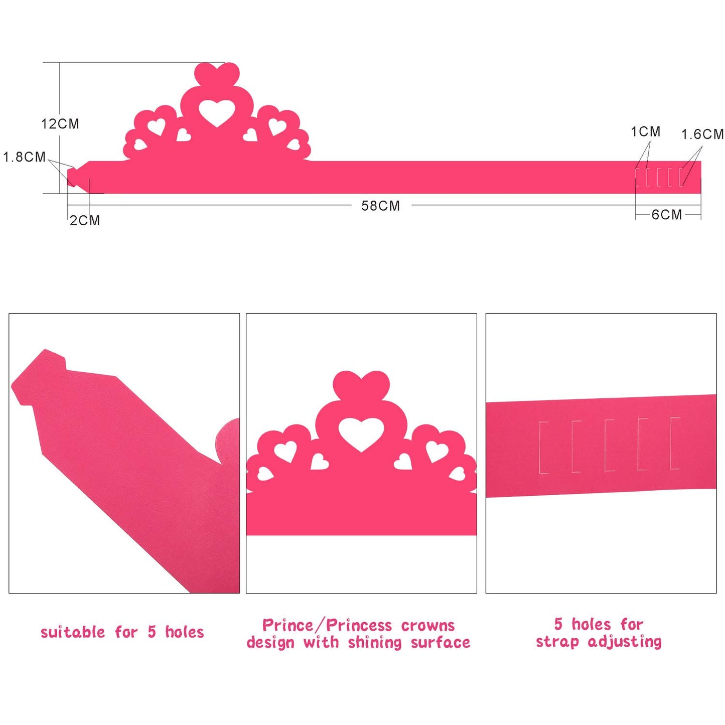 Outus 24 Pieces Princess Prince Crown Tiara Craft Kits DIY Name Paper Party Crown Hats Birthday Party Decoration Favor Supplies