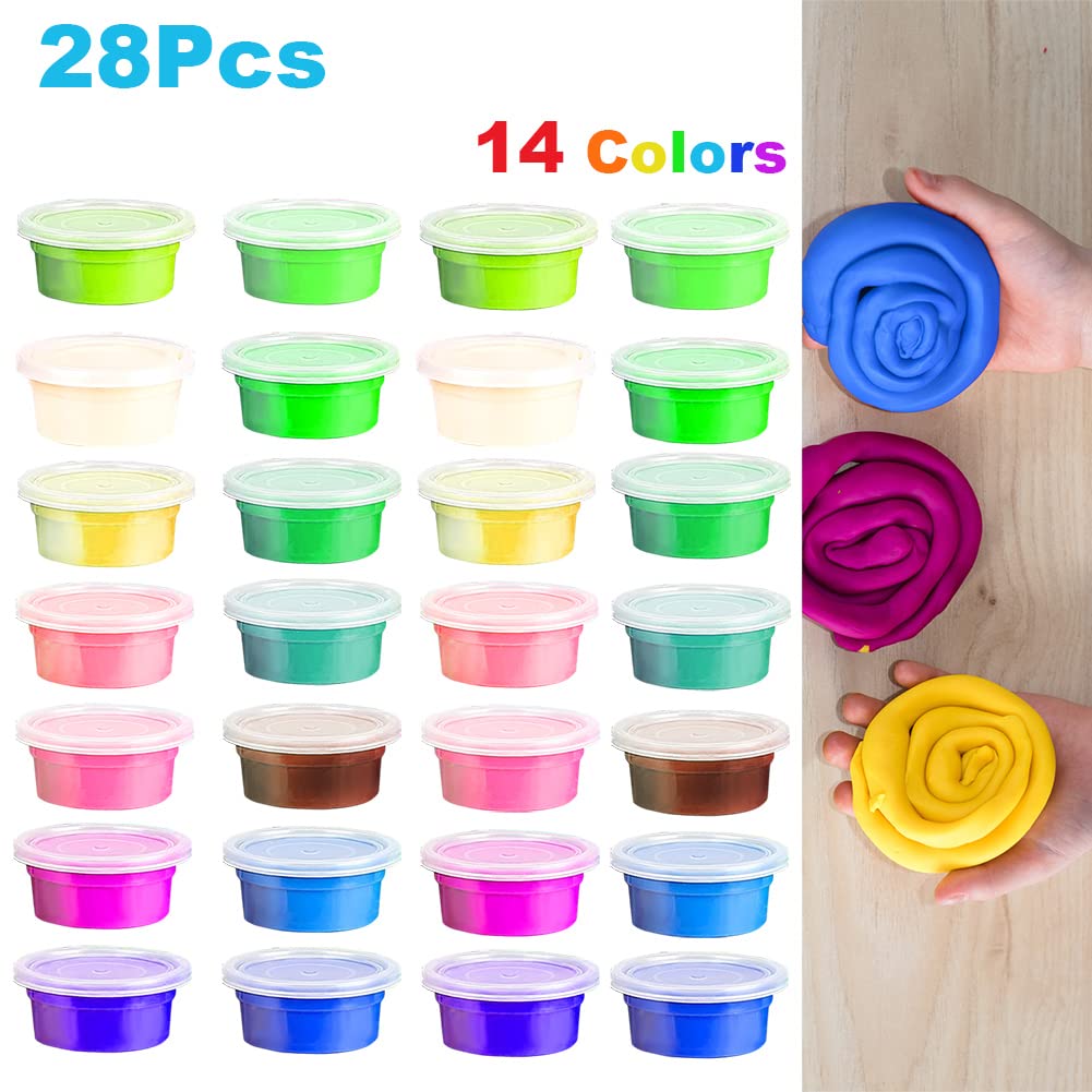 Umeelr Valentines Day Cards With Butter Slime, 28 Packs Colorful Playing Dough And Valentine'S Greeting Cards Gift Sets For Kids, Valentine School Classroom Prize Exchange, Fluffy Putty Party Favors