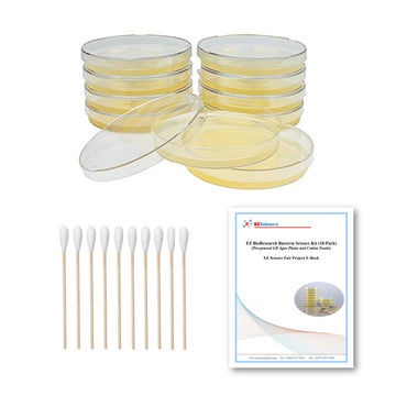 EZ BioResearch Bacteria Science Kit (IV): Top Science Fair Project Kit. Prepoured LB-Agar Plates And Cotton Swabs. limited availability Free Science Fair Project E-Book Packed With Award Winning Experiments (IV)