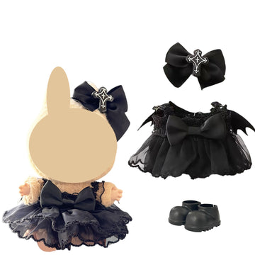 Ezcora Doll Halloween Clothes Set for 17cm Dolls  enhanced Fashion Halloween Black Bat Dress Include Shoes for Doll Accessories