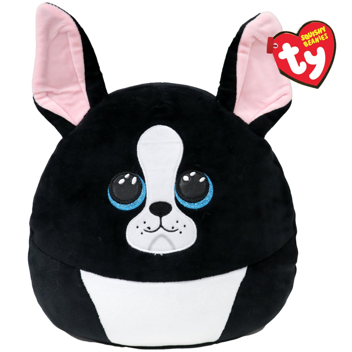 Ty Squishy Beanie Tink  Black and White Dog  Small
