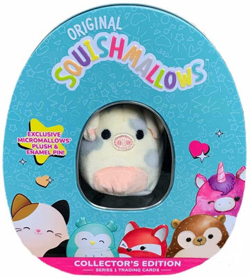 Squishmallow Official Kellytoy Collector'S Tin Set With Micromallow Exclusive Pin And Trading Cads Choose Your Favorite Or Collect Them All (Rosie The Pig)