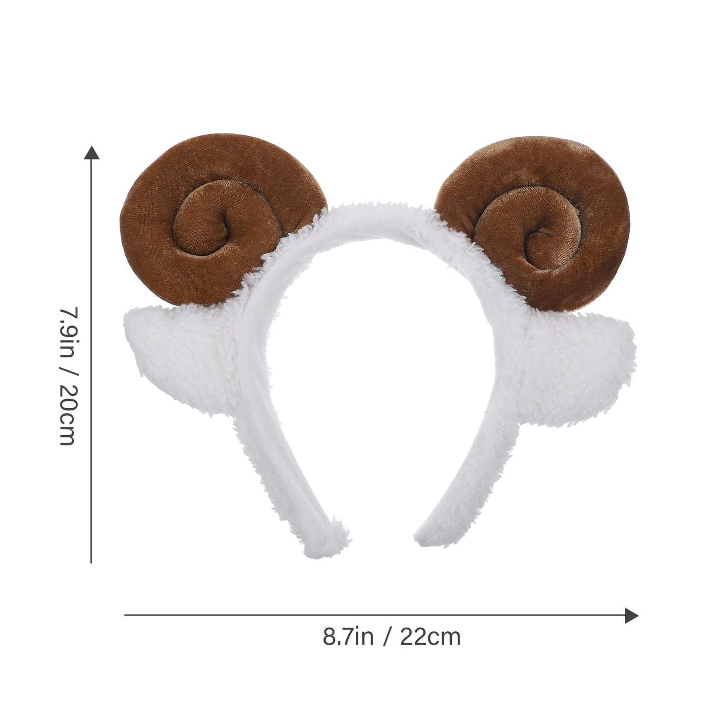 Amosfun Sheep Headband with Horns Ears Animals Ears Headband Plush Cartoon Headbands for Birthday Halloween Costume Party Favors