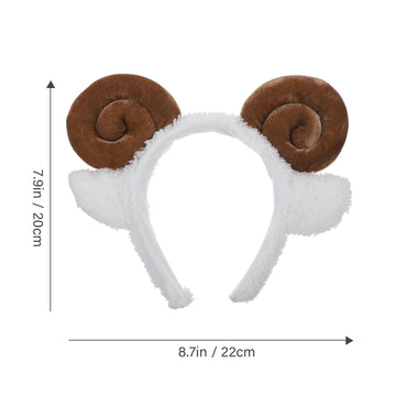 Amosfun Sheep Headband with Horns Ears Animals Ears Headband Plush Cartoon Headbands for Birthday Halloween Costume Party Favors