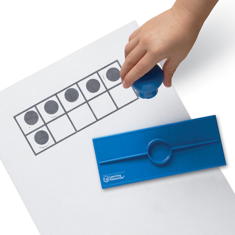 Learning Resources Ten Frame Stamp, Classroom Math Visuals Stamp, 2 Pieces, 2   H x 6   W