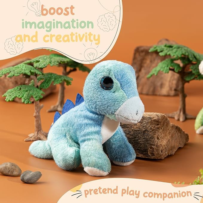 Forest & Twelfth Stuffed Stegosaurus, Single Mini Stuffed Animal Plush Toy For Kids, Dinosaur Party Favors And Goody Bags, Class